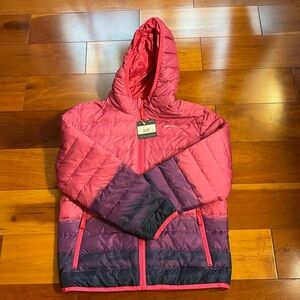Eddie Bauer kids Cirruslite Down Hooded Jacket ombré Azalea size M 10/12